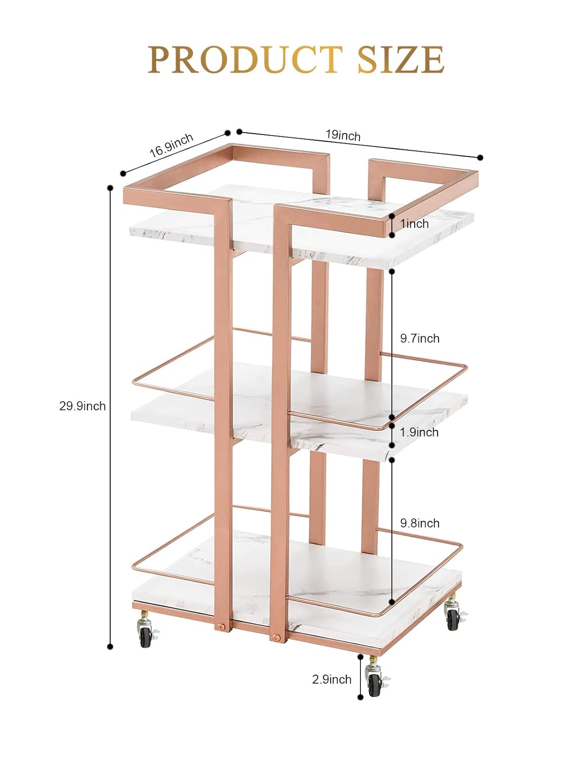 EBANKU 3 Tier Metal Utility Manicure Trolley Rolling Barber Cart With Wheels Multi-purpose Rolling Utility Cart Beauty Makeup SPA Rack Heavy-Duty Trolley Bar Cart Gold (Rose Gold) : Beauty & Personal Care