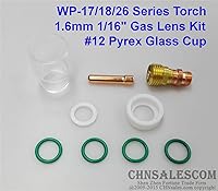 Vista 2 de 9 unids TIG Antorcha de soldadura Stubby Gas Lens #12 Cup Kit para Tig WP-17/18/26 (0.063 in 1/16")
