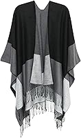 Vista 190 de Poncho chal para mujer, suéteres suaves y cálidos para mujer, parte delantera abierta, poncho de viaje para otoño, invierno y primavera