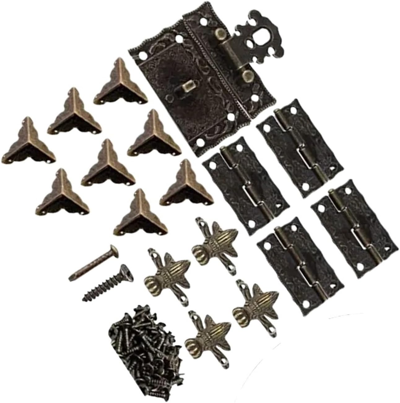 1pc Parts Cabinet Hinges Cabinet Hinges Hardware Jewelry Wooden Box Latch Hasp with Screws Zinc Alloy Bronze
