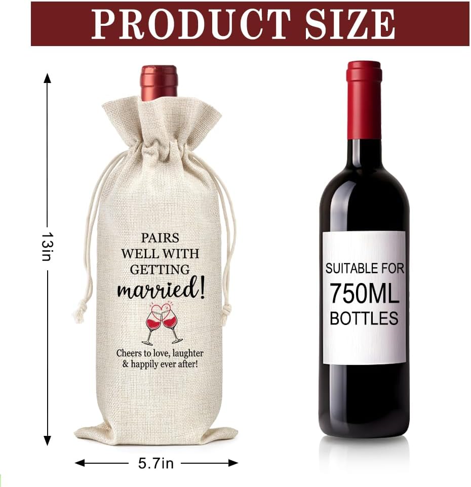 Wedding Theme Canvas Wine Tote Bag, Funny Reusable Tote for Bride Groom Couple Newlywed Wife Husband Wine Lover image 2