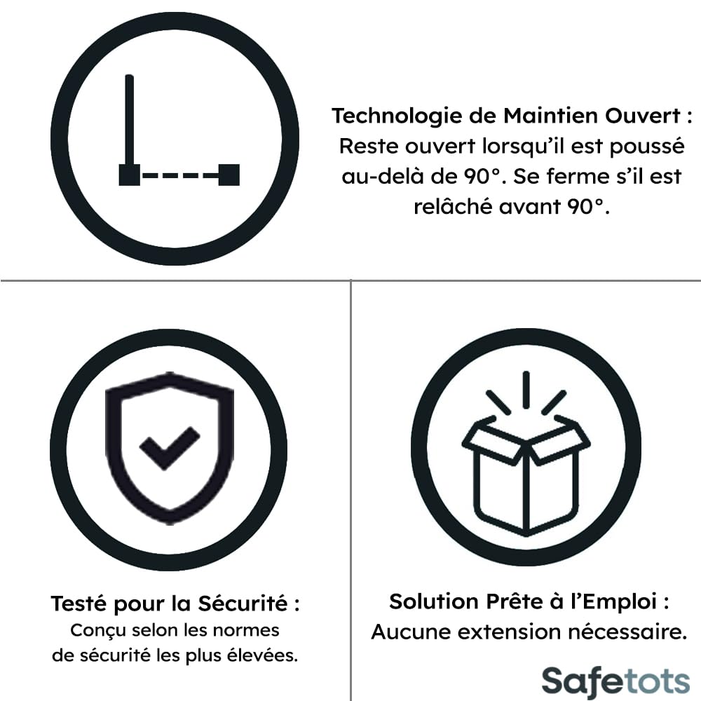 Safetots Barrière de Sécurité Extra Haute Elite, Barrière d'Escalier à Fixation par Pression, Barrière de Sécurité pour Bébé pour Portes, 71cm - 80cm, Hauteur Extra Haute de 96.8cm, Couleur Gris Mat