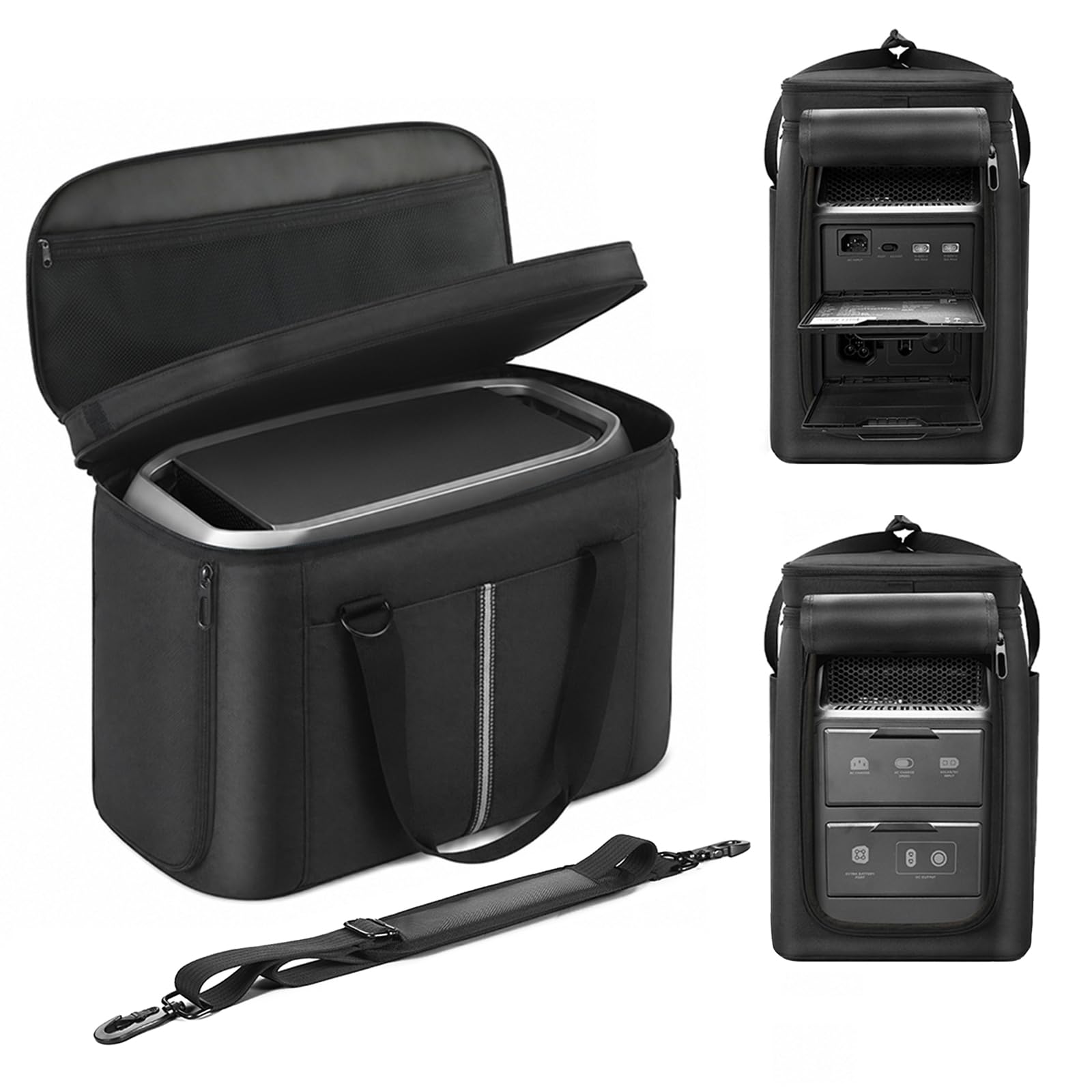 Tragbare Tragetasche kompatibel mit ECOFLOW Delta 3 Plus/Delta 3/Classic, schützende Aufbewahrungstasche für Kraftwerk und Zubehör, mit Wärmeableitungsfenstern