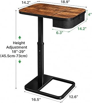 Kitstorack Large TV Tray Table with Flip-Top Storage, Adjustable Height