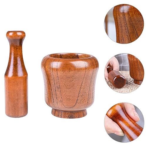 Miniatura 7 de Hemoton Mortero de madera de grano de café, ajo, pimiento pequeño, mortero y mortero de ajo, pimienta, píldoras, trituradora para cocina, pimienta,
