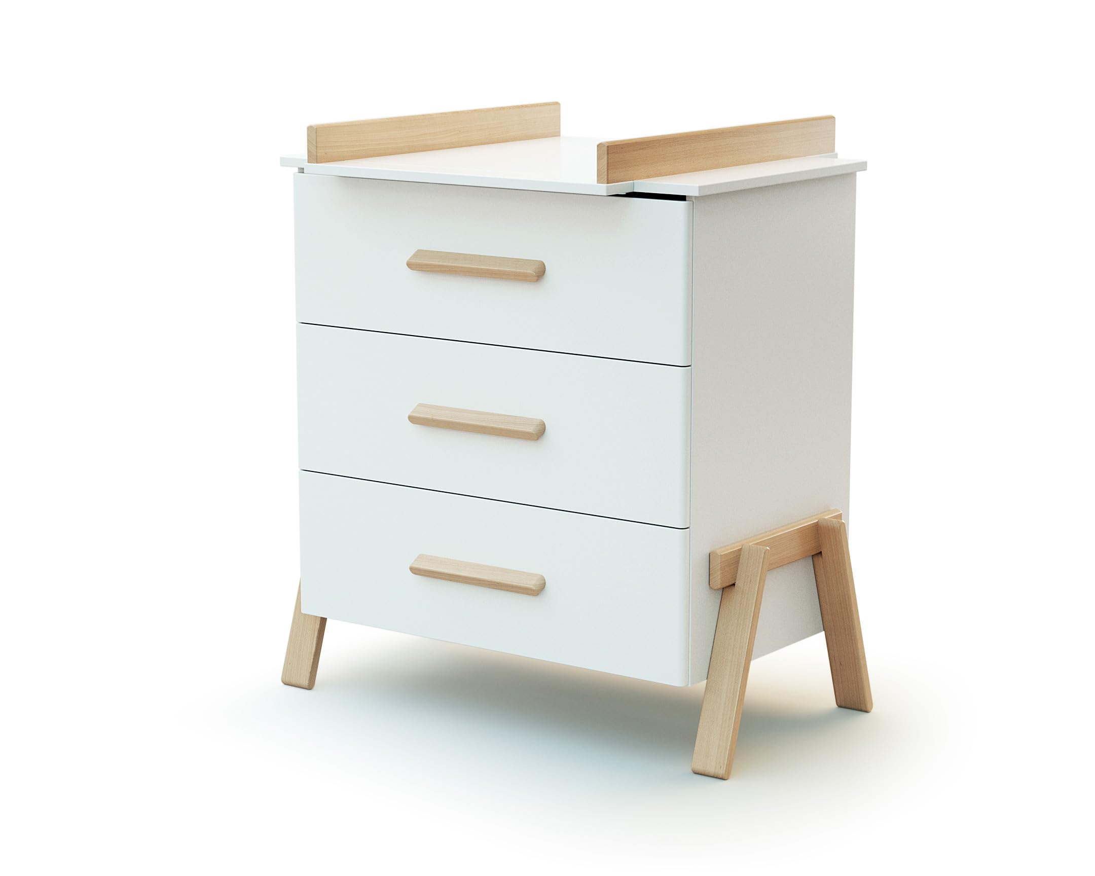 AT4 - Cassettiera fasciatoio 3 cassetti Canaille legno - Bianco/Faggio natural - 87 x 66 x 94 cm
