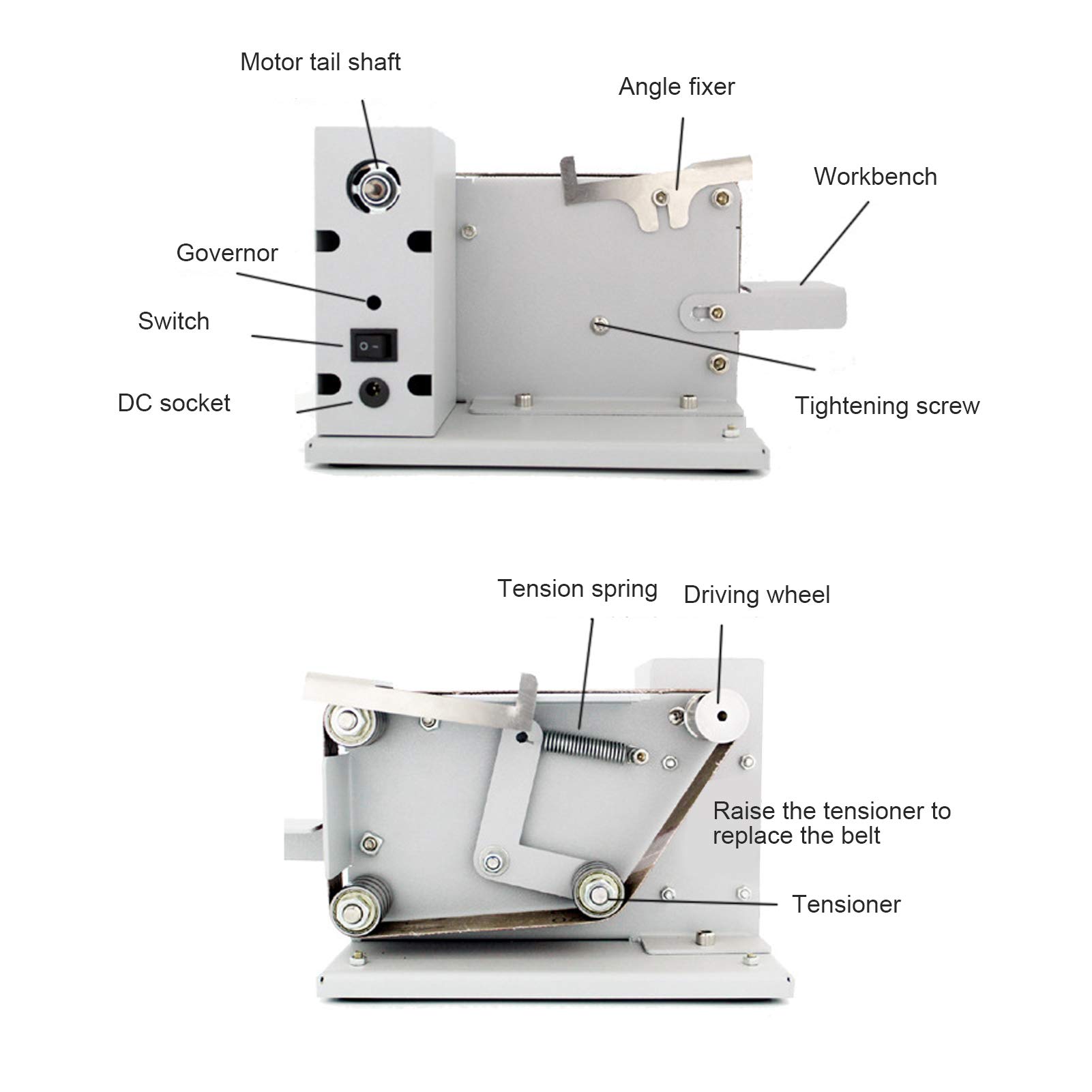Afilador de cuchillos eléctrico mini de 4500 a 9000 rpm, 7 velocidades ajustables, lijadora de mesa compacta para trabajar madera y metal, pulidora con motor de 96 W (110-240 V)