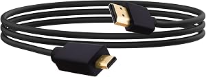 Micro HDMI D Type Male to HDMI A Type Male Cable Adapter High Speed Bi-Directional Converter Micro HDMI Cord Ultra Slim Support 4K@60Hz 3D for HDTV, Laptop, Projector, Monitor -1.5m