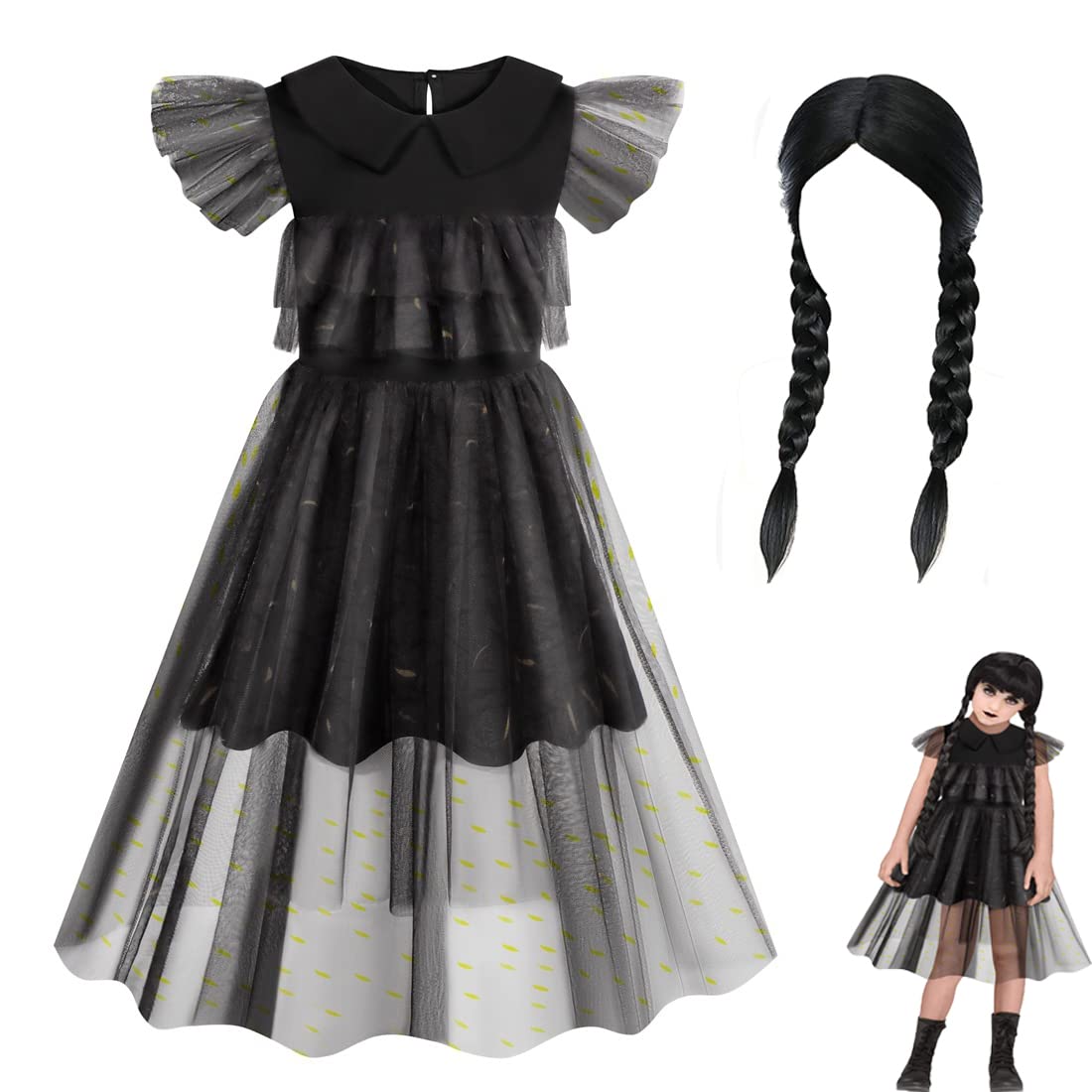IDOTTA Wednesday Addams Costumes Dress For Girls Kids Family Halloween Cosplay Party Outfit Easter Costumes