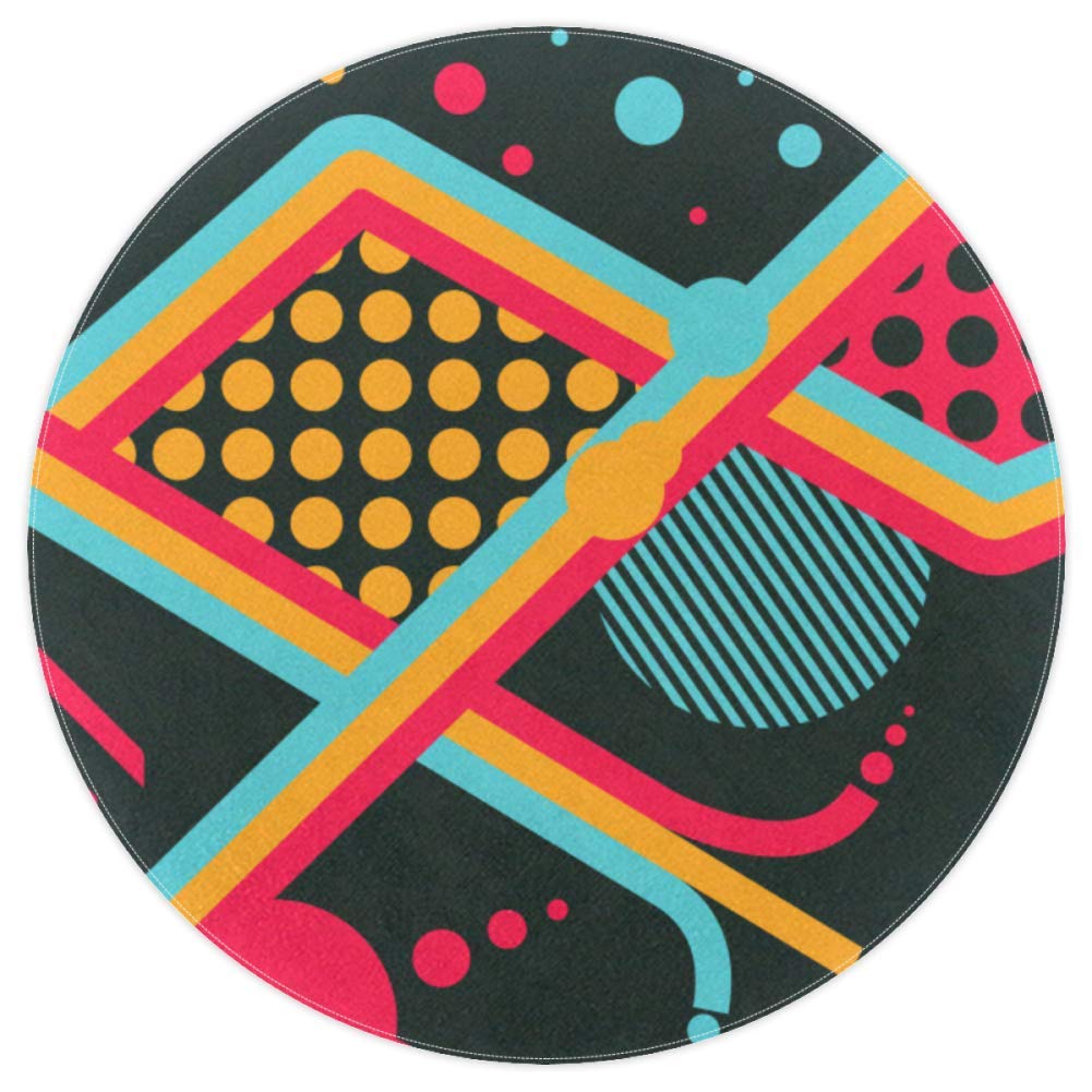 Tapis rond antidérapant en polyester doux et lavable de 160 cm