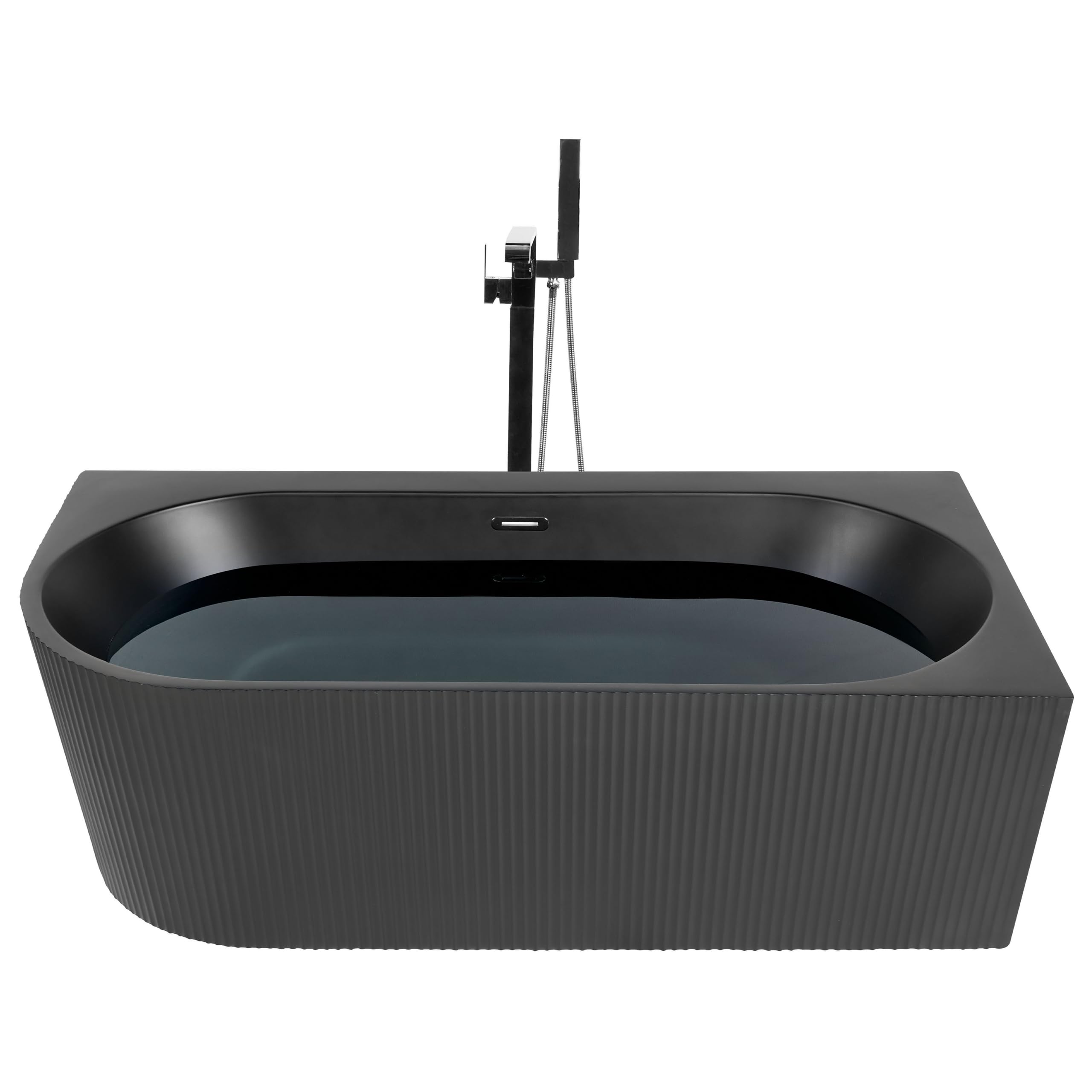 Bañera esquinera de acrílico negro izquierda 161 cm x 80 cm acabado estriado rectangular Gocta