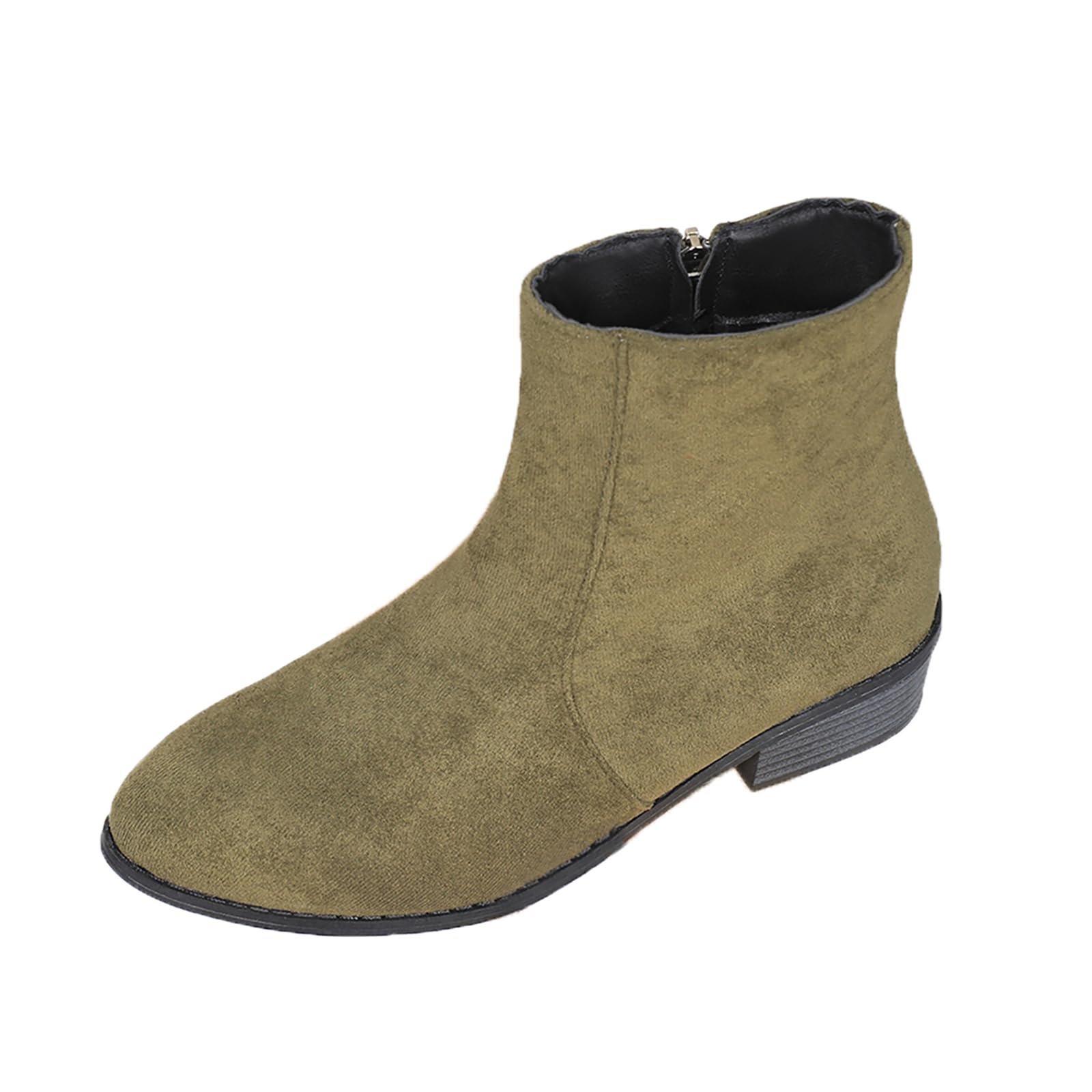 Unifizz Womens Chelsea Ankle Boots Low Heel Fashion Round Toe Dress Booties with Side Zipper