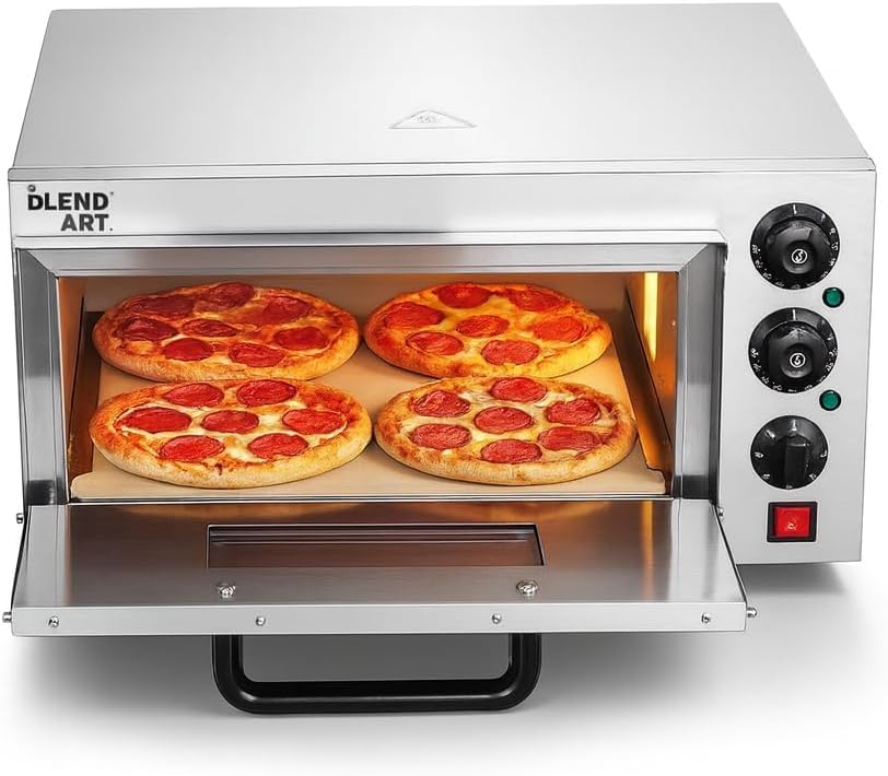 Blend Art Commercial Electric Pizza Oven 2000W | Single Deck Countertop | 16×16 Stone | 50–350°C Temp Control | Timer | Stainless Steel Pizza Maker for Restaurant, Café & Bakery