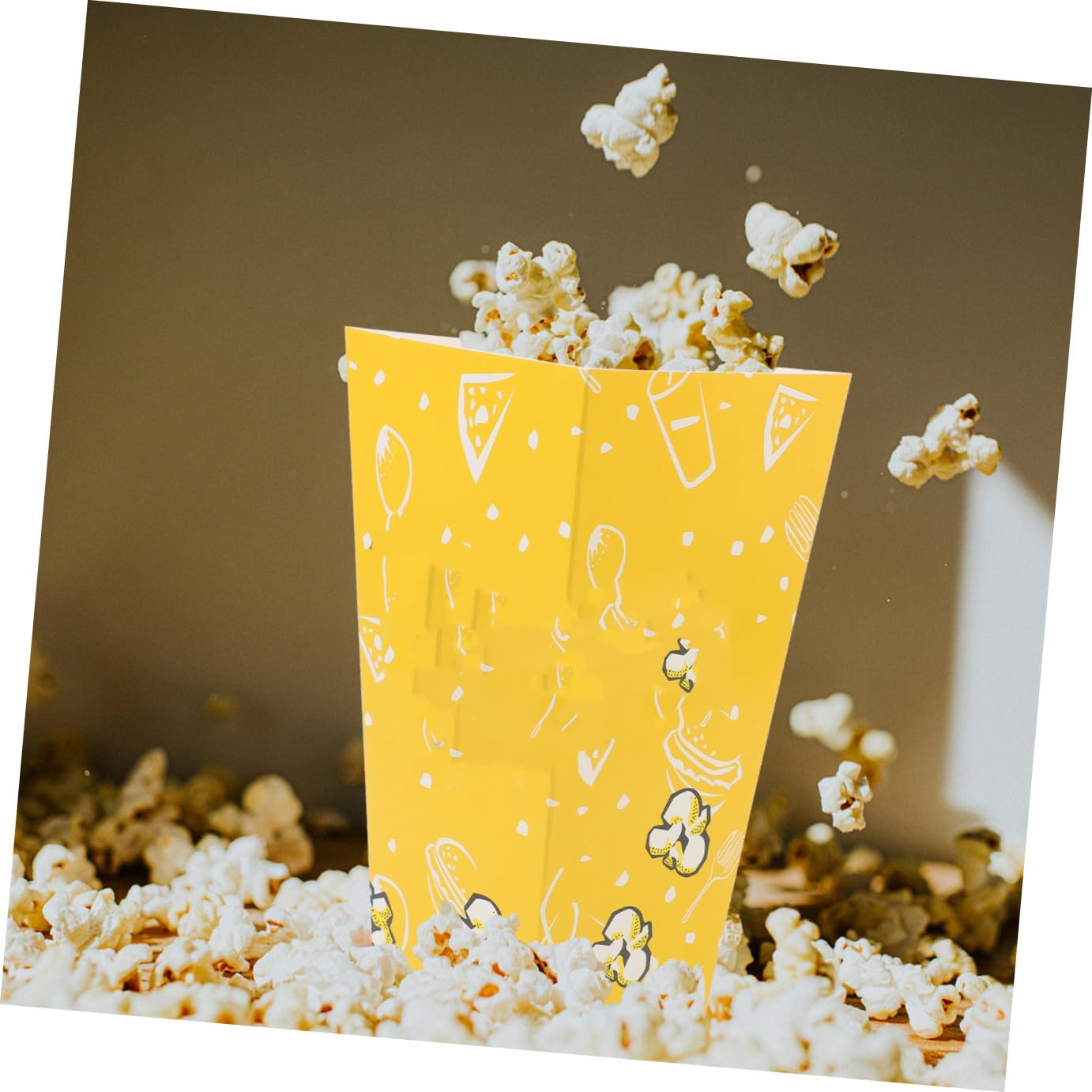 50 Stück Gelbe Popcornboxen aus Papier für Partys und Anlässe