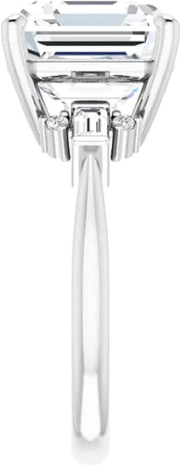 4CT-8CT Asscher Cut Colorless Moissanite Engagement Ring, Wedding/Bridal Ring Set, Halo Style, Solid Sterling Silver, Anniversary Bridal Jewelry for Wife/Her