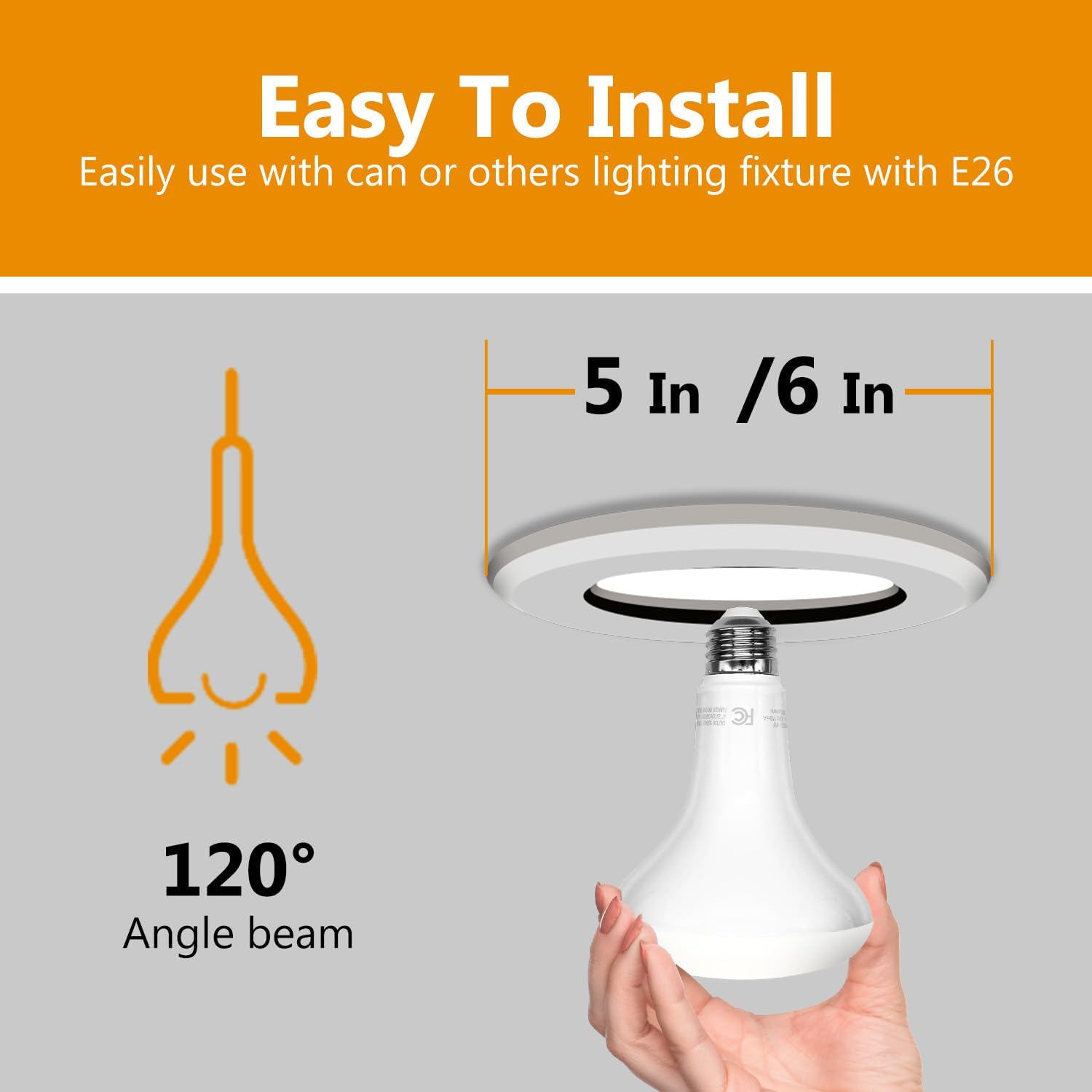 DAYBETTER BR30 Recessed Light Bulbs Equivelent 65W Dimmable Warm White 2700K, 24Pack BR30 Indoor Flood Light Bulbs 9W 120V, E26 Base for Kitchen Bathroom - Image 6