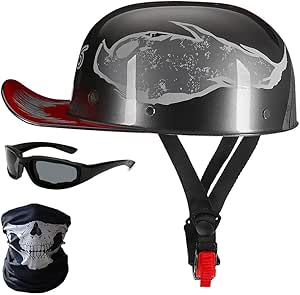 German Styled Motorcycle Helmet Vintage Adults Open-Face Motorbike Helmets Retro Half Helmet For Scooter Moped Baseball Cap Men And Women Street Cruiser Jet Style DOT/ECE Certified Helmet Orange XL - View #2