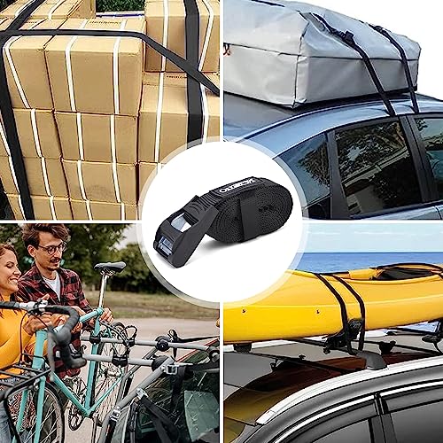 Otherya 1\" x 12 Ft Motorcycle Tie Down Straps (4 Pack) Lab Tested 1100lb Break Strength, Steel Cambuckle Tiedown Set with Integrated Soft Loops - Offers More Security Than Rope