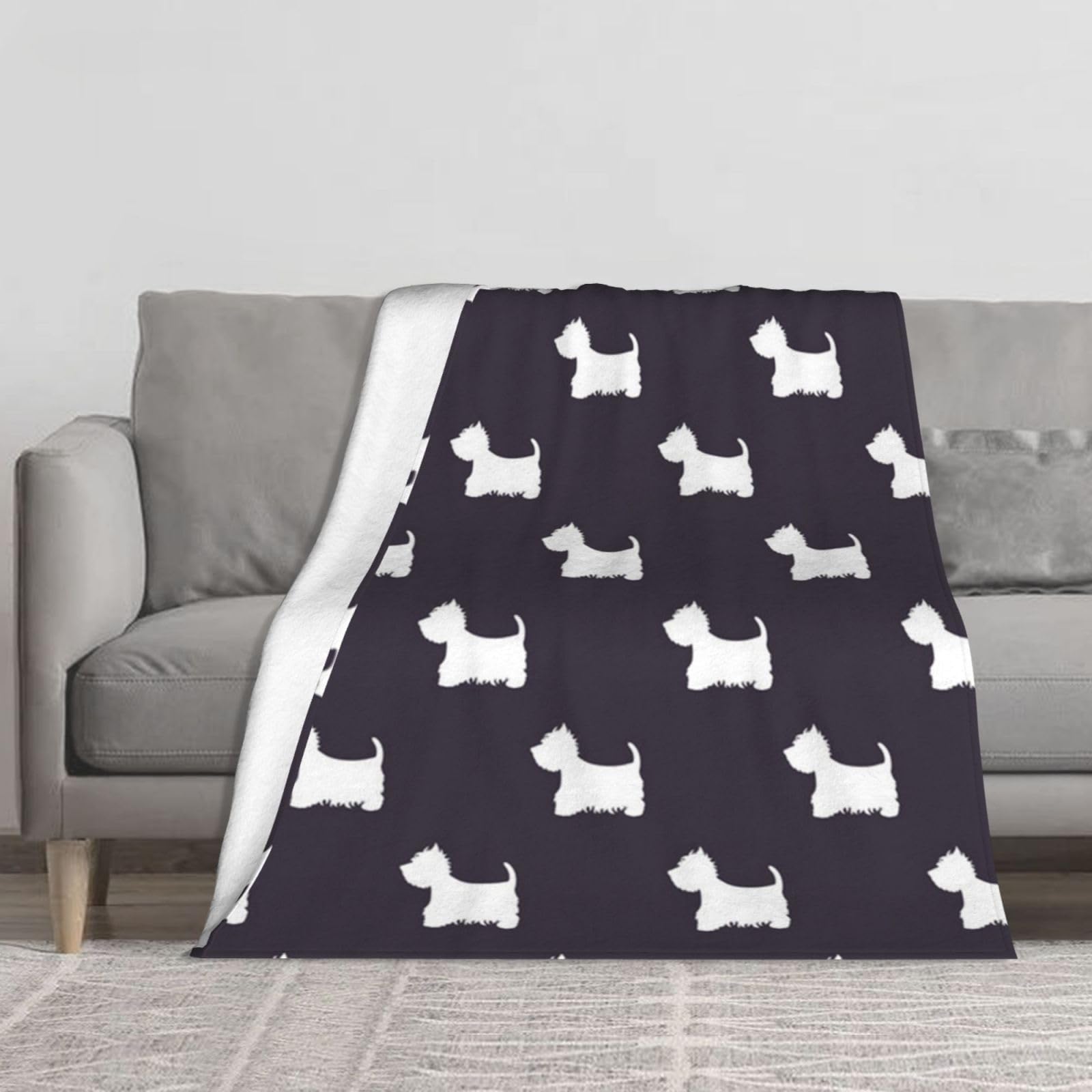 YOFIEN West Highland Terrier，60"x50" Comfy Cozy Super Soft Thick Flannel Throw Couch Blanket