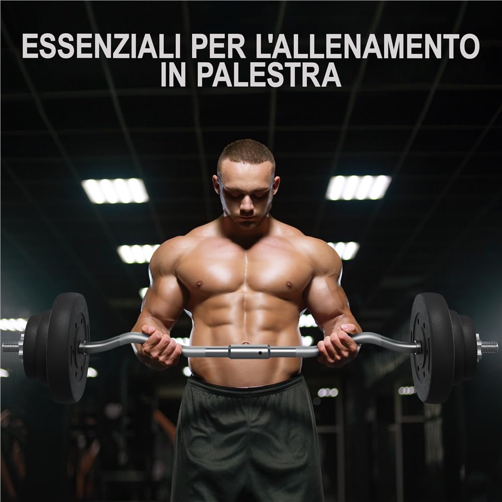 Yaheetech Set Manubri Pesi Sollevamento in Ferro Bilanciere con Piastre 2,5 kg/5kg per Bodybulding/Manubri/Bracciate/Squat Barra Curl
