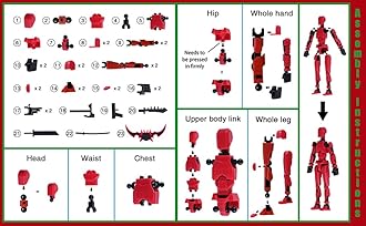 Rolling Art Action Figure Set, Model 13 Action Figure Multi-Jointed Movable,Gift Box Packaging, a Great for Loved Ones and Friends. (Black)