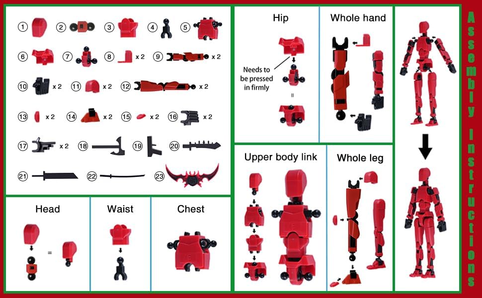 Action Figure Set, Model 13 Action Figure Multi-Jointed Movable,Gift Box Packaging, a Great for Loved Ones and Friends. (Black)