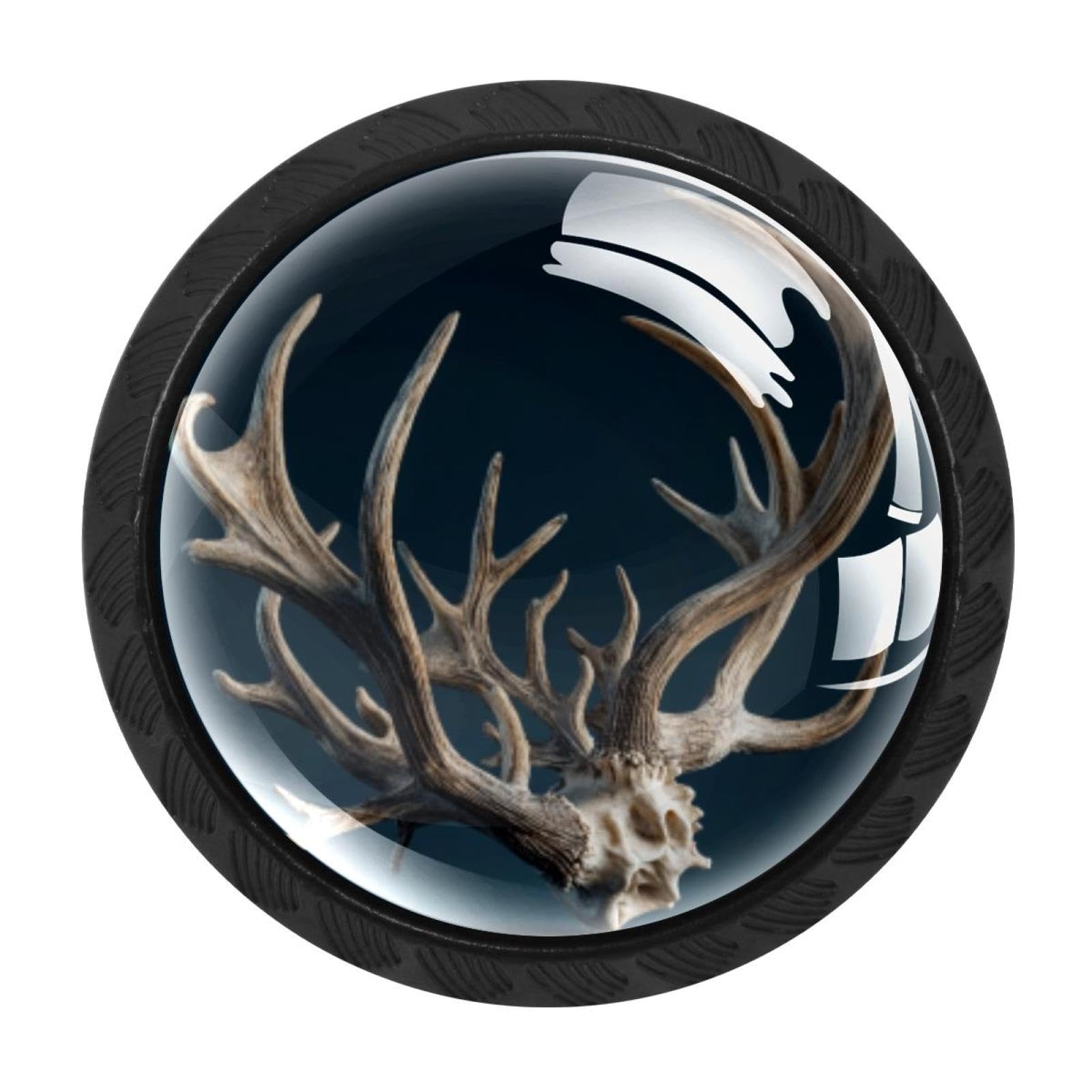 CHENZZZZ 4 Pieces Elk Antler (2) Kitchen Cabinet Knobs Drawer Knobs Dresser Knobs Black Knobs Drawer Pulls Dresser Drawer Handles Knobs for Dresser Drawers