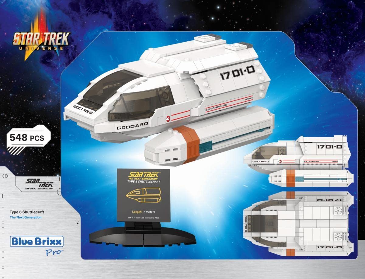 BlueBrixx Pro 104182 – Star Trek Shuttle Typ 6 aus Klemmbausteinen mit 548 Bauelementen. Kompatibel mit Anderen Klemmbausteinmarken. Lieferung in Originalverpackung.