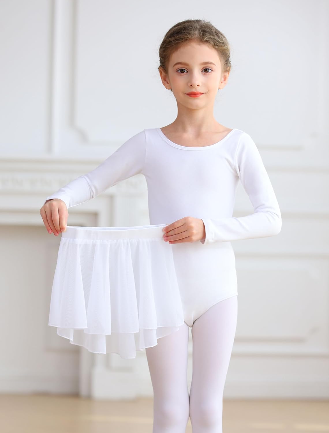 MdnMd Long Sleeve Dance Ballet Leotards for Girls Toddler Skirt Combo Ballerina Dresses Outfit Hollow Knot Back - Image 4