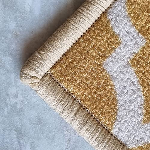 Image of Matz&More Trellis Islamic Floor Mat | 40x60 CM | Yellow Beige | Nylon Tufted Gel Baking Anti-Slip | Doormat for Home Entrance, Kitchen & Bedroom