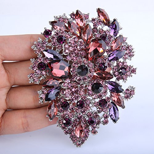 Image of EVER FAITH Women's Austrian Crystal Vintage Style Flower Leaf Cluster Brooch Pendant