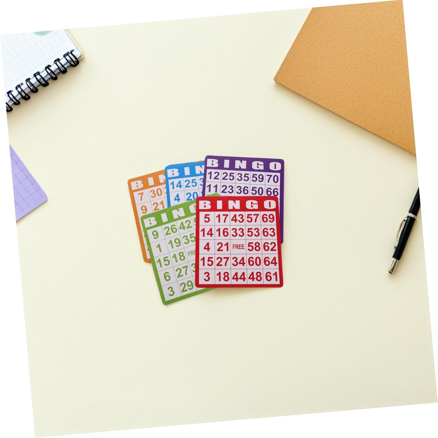 100pcs Five-Color Bingo Cards Set with Numbers and Adults Party Games Summer Festivals Interactive Family Fun