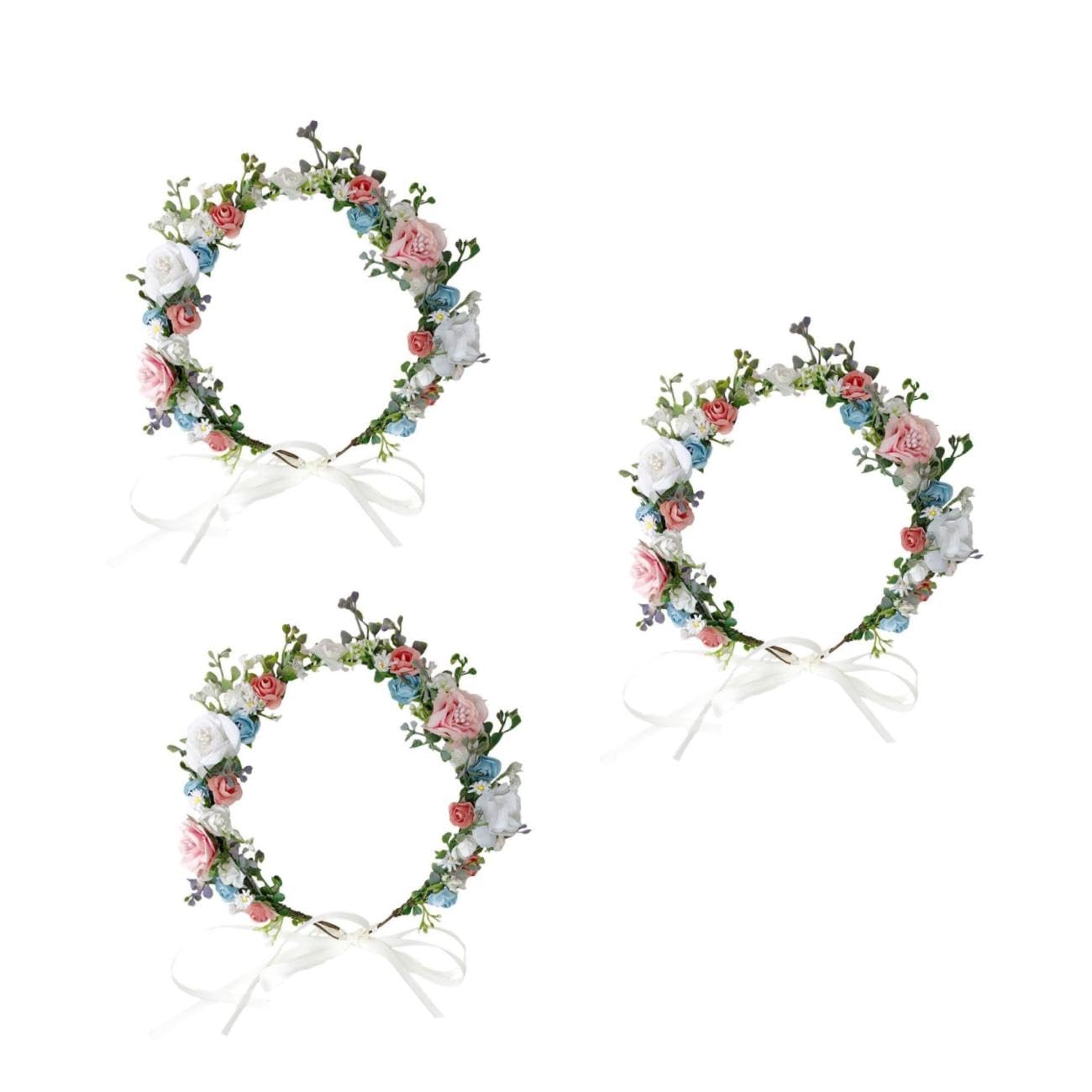 SHERCHPRY 3pezzi Flower Headband for Brides Wedding Floral Accessory for Ceremonies Parties and Photoshoots