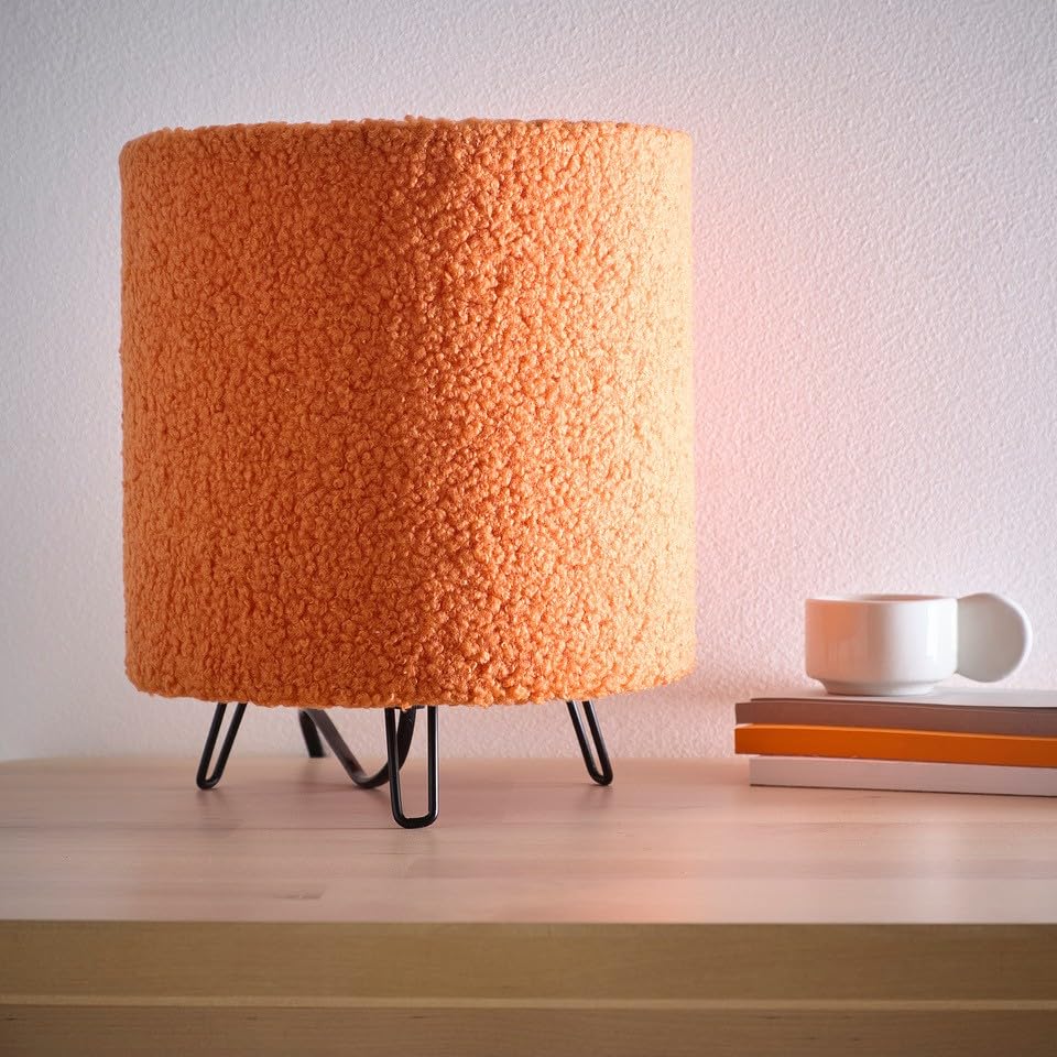 Teddy Velvet Table Lamp in Cream, Lilac, Orange or Grey Small Soft lamp 21cm Tall, Perfect for Bedsides and Cozy Areas (Orange) โ image 1