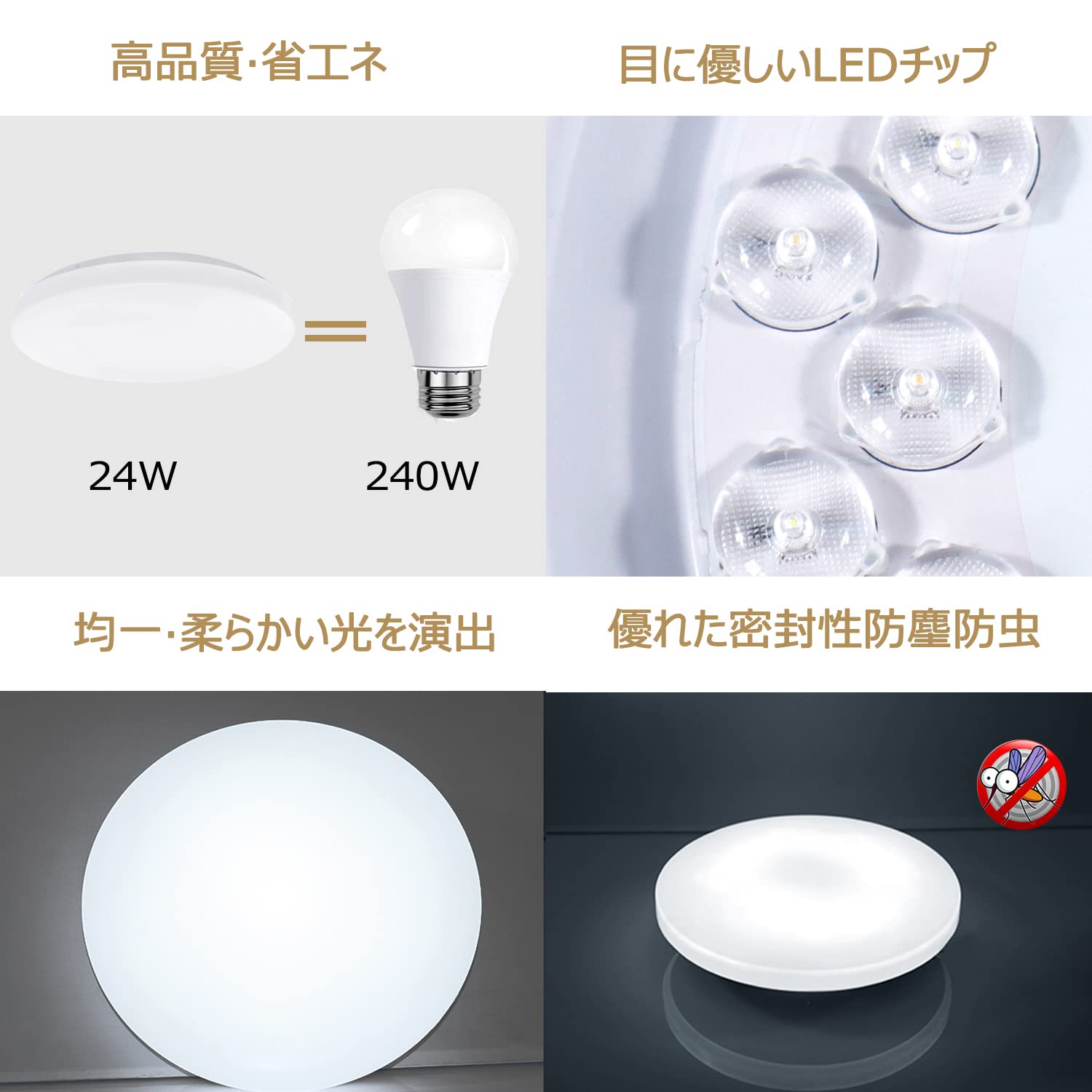 Amazon.co.jp : led シーリングライト 24W 2400LM 薄型シーリング