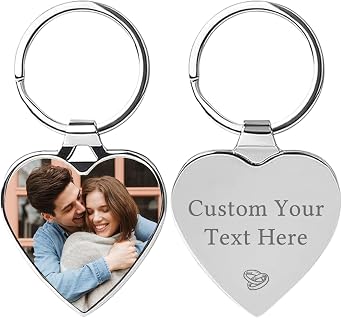WBW Photo Keyring, Personalised Keyring Photo with Engraved Text