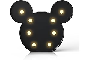 Black Mouse Wall Decor for Kids' Rooms - Unique Night Light Battery Powered