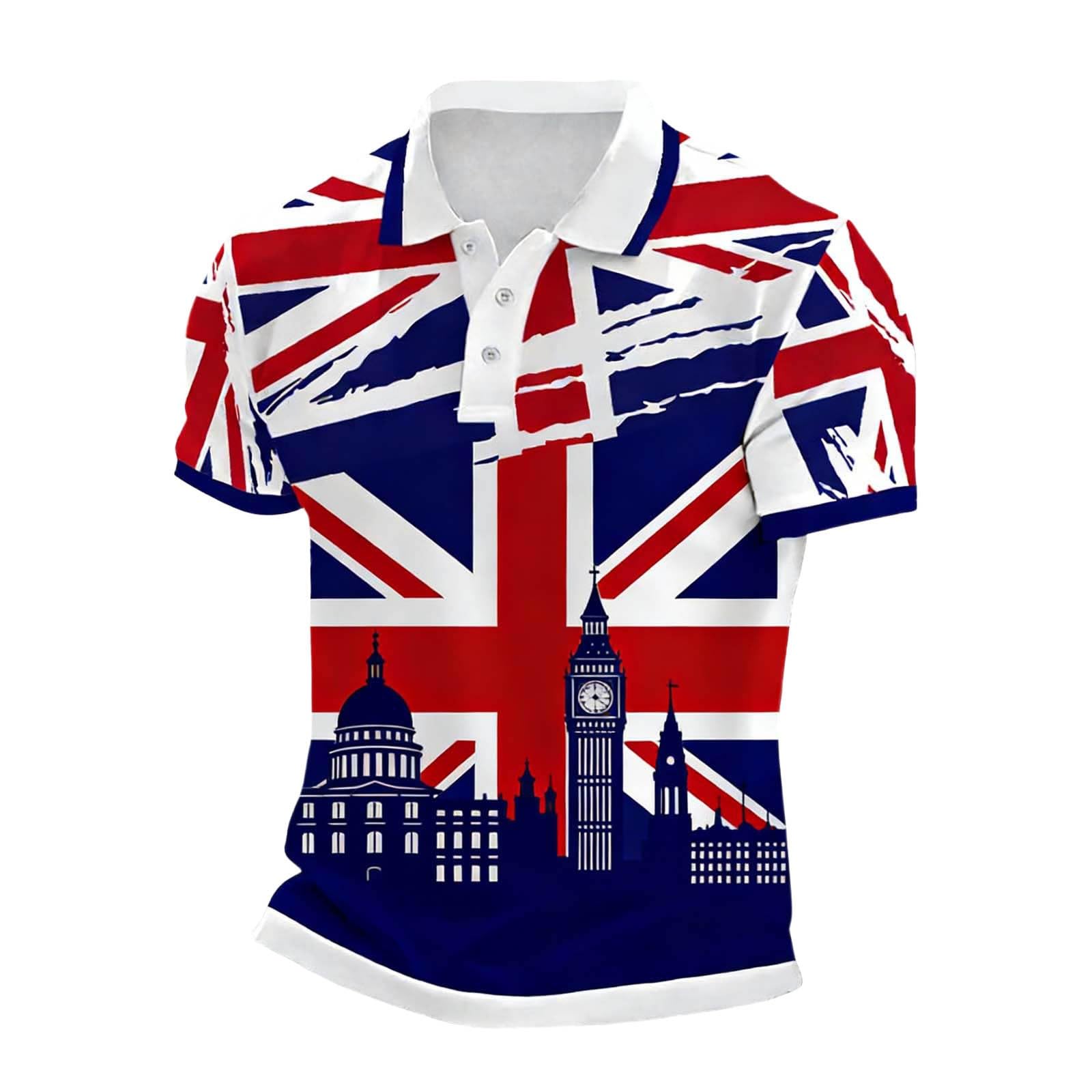 Men's Union Jack Polo Shirts 2026 England National Day Golf Shirt Great British Bunting Flags Golf Tops Casual Short Sleeve Poloshirts Festival Tee Top