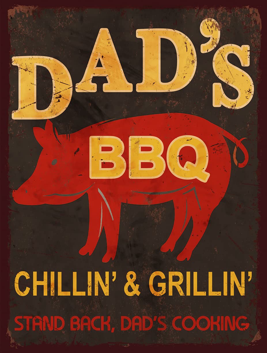 Shawprint Limited Earth Tones Dads Bbq Metal Sign Retro Metal Tin Wall Art Novelty Gift (10" X 8")
