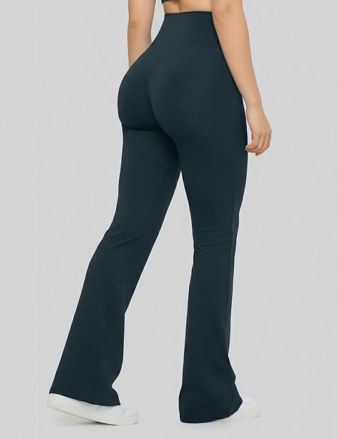 Sogetdo Women's High Waisted Flare Leggings No Front Seam Bootcut Yoga Workout Pants Tummy Control - Image 5