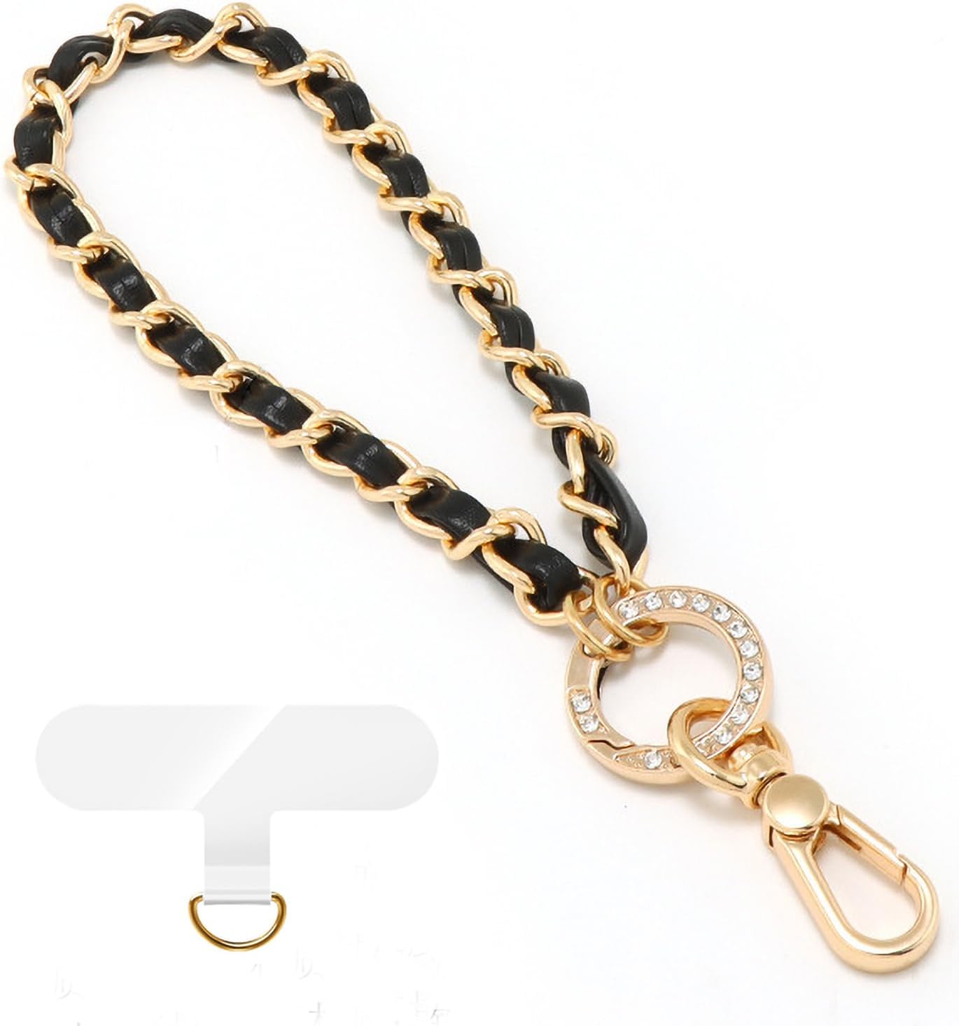 Phone Wrist Strap for Women & Moms, Metal Chain & Leather Phone Lanyard with Tether Tab, Hands-Free Wristlet Bracelet