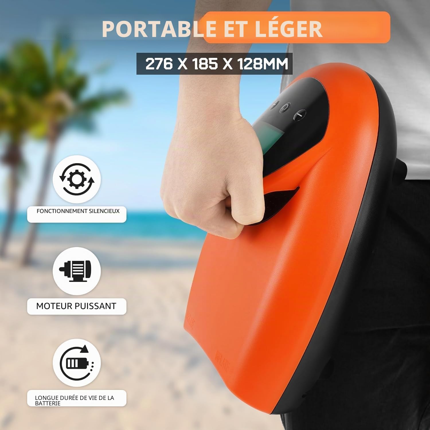 TONSIM Pompa Elettrica Ricaricabile 20 PSI - Gonfiatore Portatile ad Alta Pressione per Sup, Gommoni e Barche - Batteria Integrata e Adattatore 12V per Auto - Ideale per Campeggio e Sport Acquatici