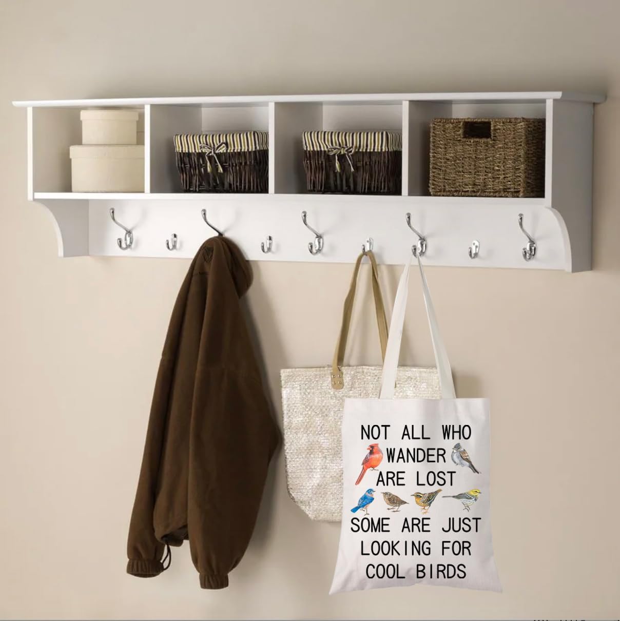 WCGXKO Bird Lover Gift Not All Who Wander Are Lost Some Are Just Looking For Cool Birds Tote Bag - Image 3