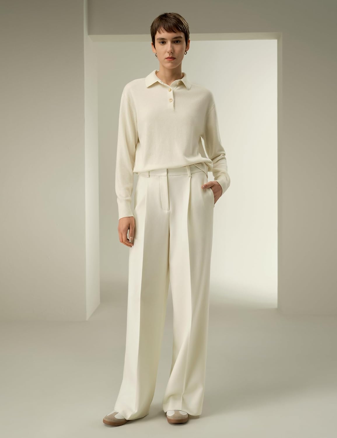 LilySilk Silk Wool Blend Women Trousers Ladies Work Pants High Waisted with Wide Leg for Women Business Casual