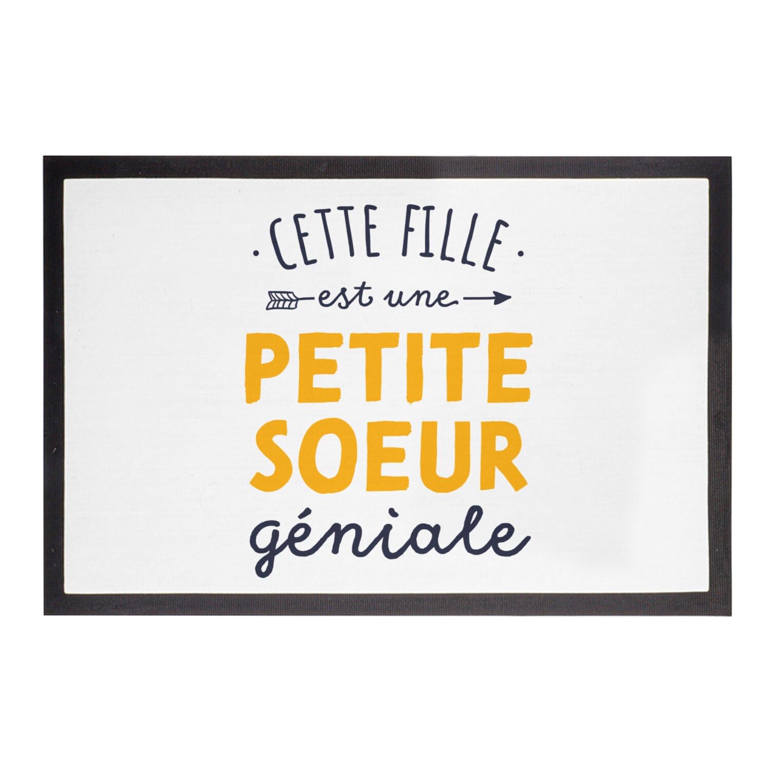 Paillasson Petite Soeur Géniale Blanc 75x50cm pour Entrée de Chambre