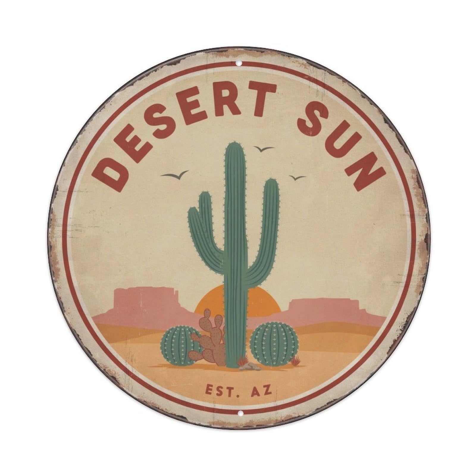 Southwest Saguaro Cactus Metal Tin Sign Plaque