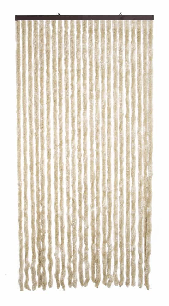 Tenda Ciniglia Beige E Marrone 100x220 Cm - 24 Fili Per Porte E Ingressi - Foto 5