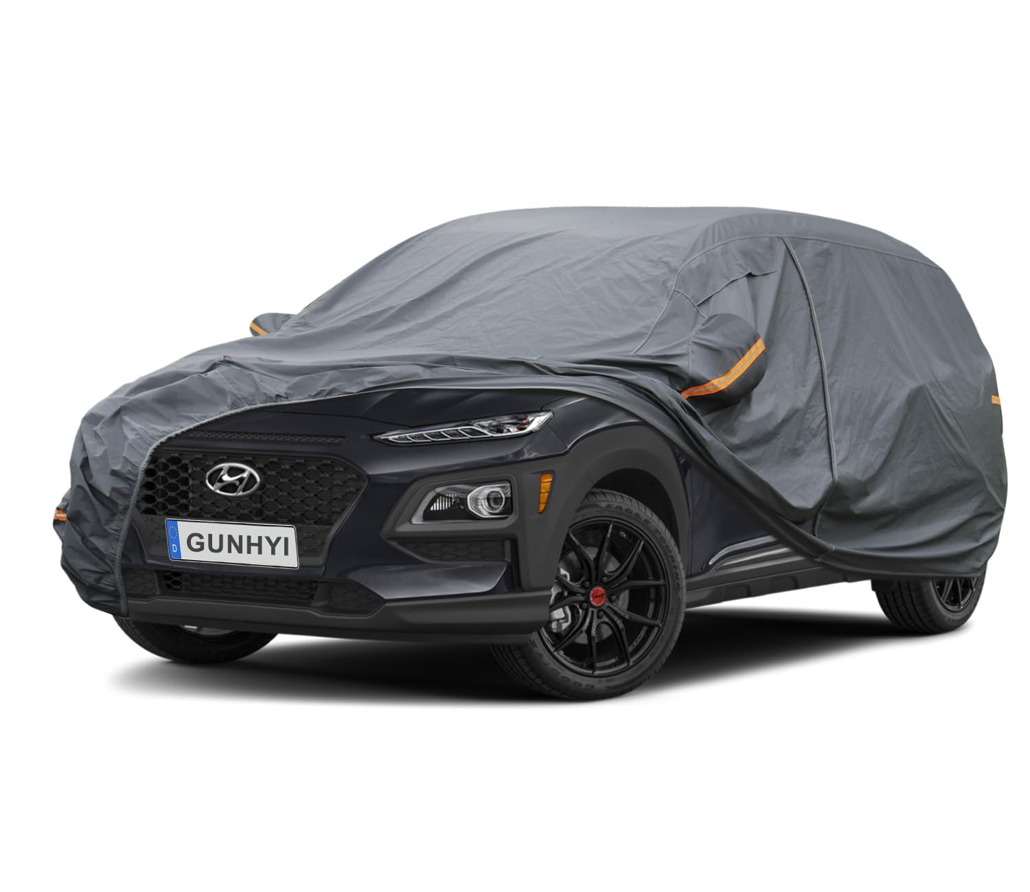 GUNHYI Premium Car Cover Custom Fit Hyundai Kona, 16 Layers Heavy Duty Car Cover Waterproof All Weather with Zipper Door for Sun Rain Snow Dust Uv Protection