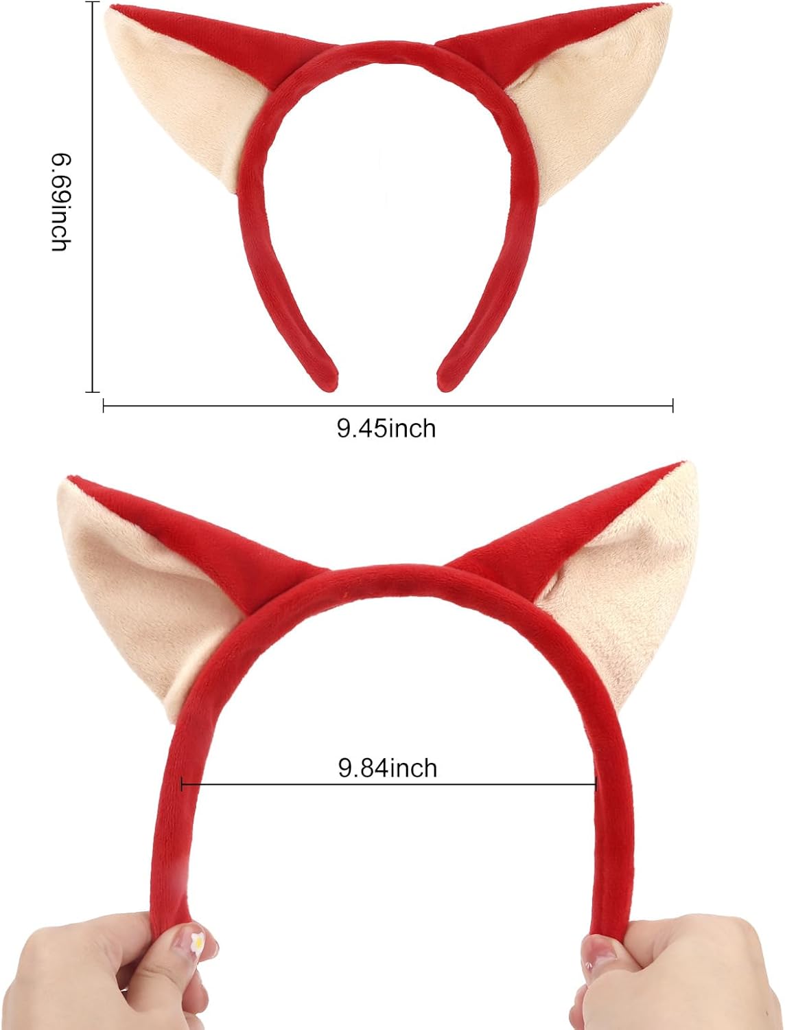 Fox Ears Headband Animal Ears Headband Adult Plush Cute Ears Headbands Halloween Christmas Festival Theme Party Animal Cosplay Costume Red Headbands for Women - Image 3
