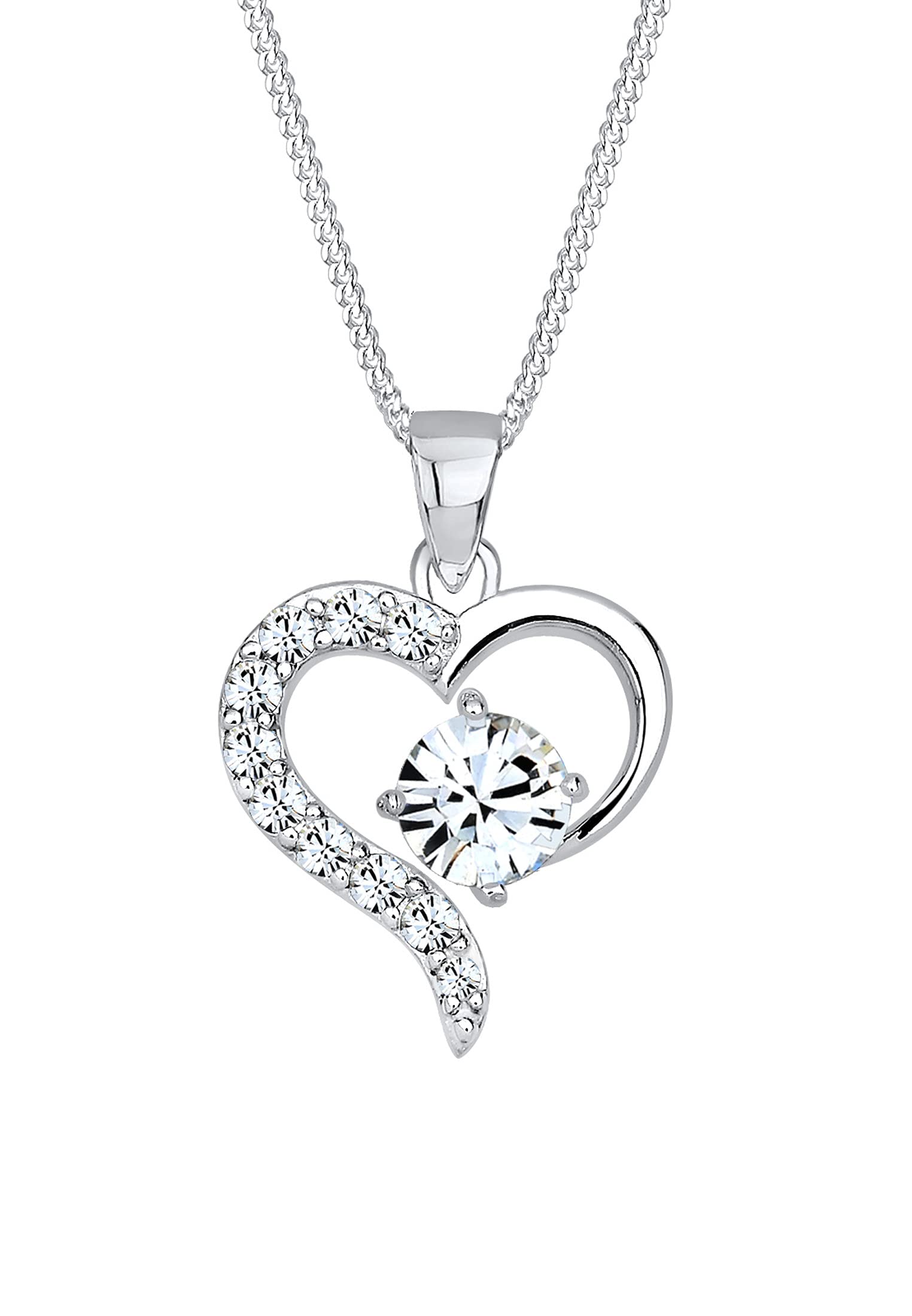 Elli Necklace Heart Elegant Crystals 925 Sterling Silver